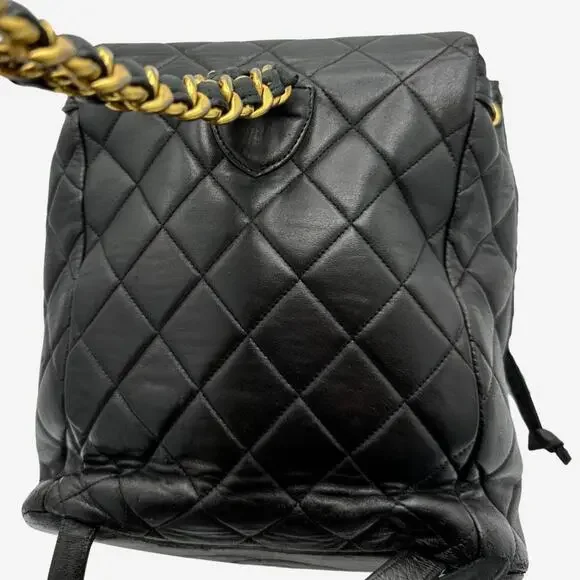 Authentic Chanel Vintage Black Duma Leather Quilted Mini backpack with 24k - Picture 2 of 13